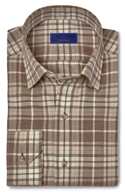 David Donahue Plaid Supima Cotton Twill Button-up Shirt In Toast