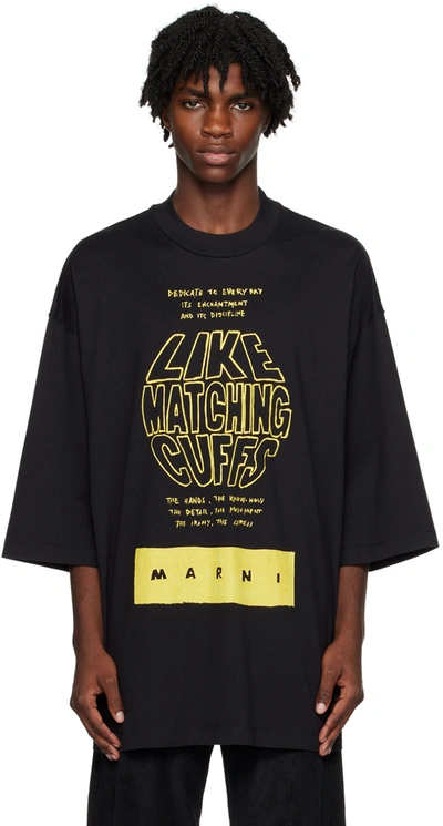 Marni Slogan-print Cotton T-shirt In Black