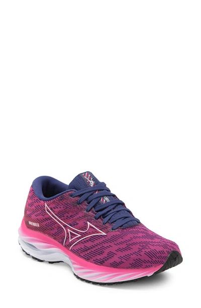 Mizuno Wave Rider 26 Sneaker In Fuchsia- Halogen Blue
