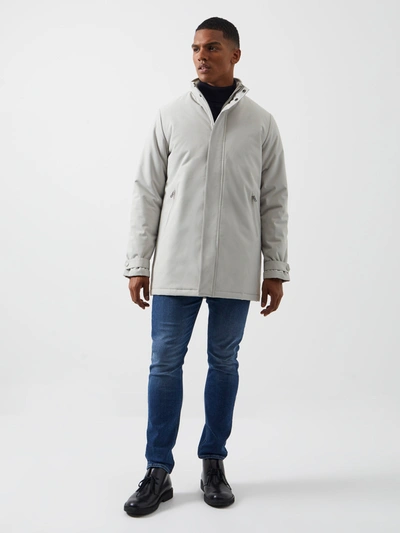French Connection Funnel Neck Mac Coat Stone In Grey