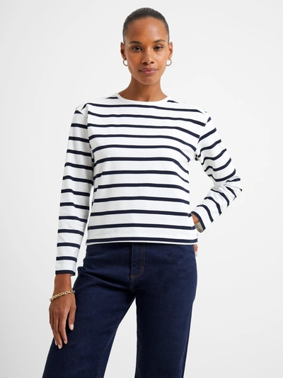 French Connection Rallie Stripe Slash Neck Top Stripe S White/marin In Summer White/marine