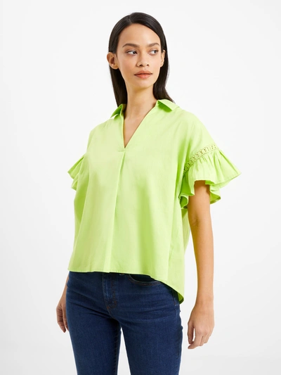 French Connection Sindey Cotton Satin Shirt Sharp Green