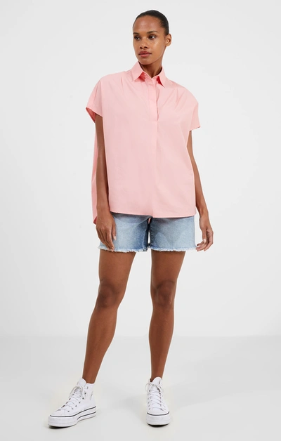 French Connection Vee Collar Short Sleeve Shirt Dusty Pink