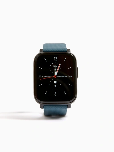 French Connection Blue Silicone Strap Watch With Digital Dial Blue In Black