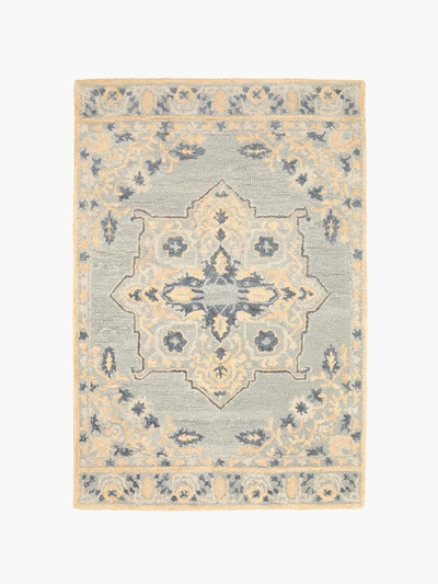 French Connection Jaladhi Wool Tufted Rug Natural/blue In Brown