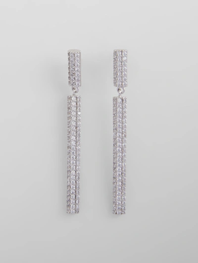 French Connection Diamante Elongated Drop Earrings Silver/diamante In Metallic