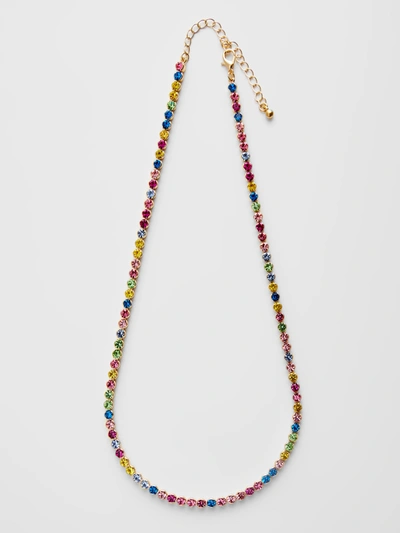 French Connection Rainbow Mixed Diamante Necklace Gold/rainbow Mix