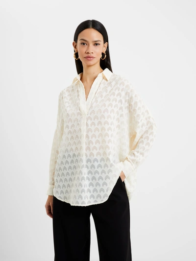 French Connection Geo Burn-out Popover Shirt Classic Cream