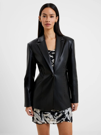 French Connection Crolenda Pu Lace-up Blazer Blackout In Neutral