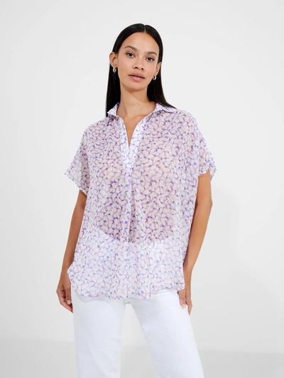 French Connection Vee Collar Print Popover Shirt Lavender Purple