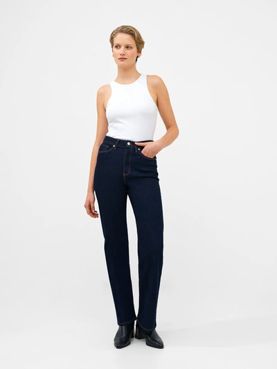 French Connection Stretch Denim Wide Flare Full Length Jeans Clean Indigo In Blue