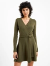 French Connection Babysoft Wrap Mini Dress Olive Night In Green