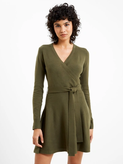 French Connection Babysoft Wrap Mini Dress Olive Night In Green