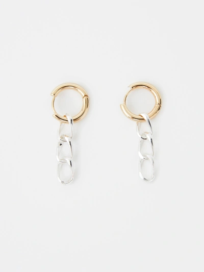 French Connection Huggie Chain Link Earrings Silver/gold In Metallic