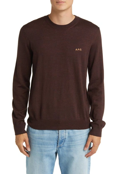 Apc Pull Axel Wool Blend Crewneck Sweater In Brown