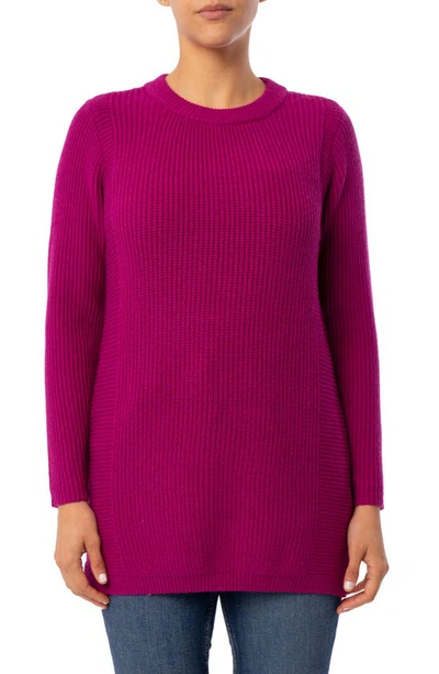 Cyrus Mixed Knit Sweater In Magenta Haze