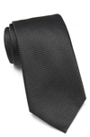 Duchamp Neat Textured Silk Tie In Charcoal