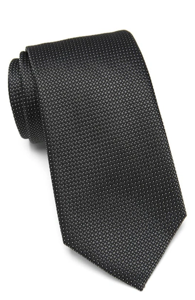 Duchamp Neat Textured Silk Tie In Charcoal