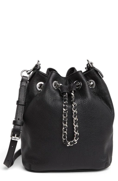 Rebecca Minkoff Chain Drawstring Leather Bucket Bag In Black