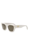 Fendi Roma Rectangular Sunglasses, 53mm In White/brown Solid