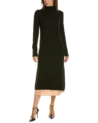 Twinset High-neck Combo Wool & Cashmere-blend Sweaterdress In Black