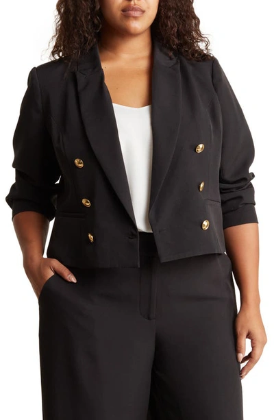 By Design Senia Double Breasted Peak Lapel Blazer In Black