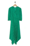 Renee C Plissé Handkerchief Dress In Emerald Green