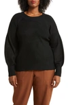 By Design Rose Rib Knit Sweater In Black