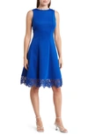 Donna Ricco Cupcake Hem Scuba Sheath Dress In Cobalt