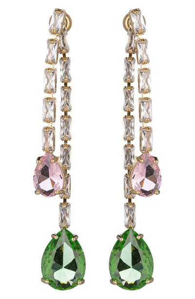 Eye Candy Los Angeles Liana Cz Double Linear Drop Earrings In Gold