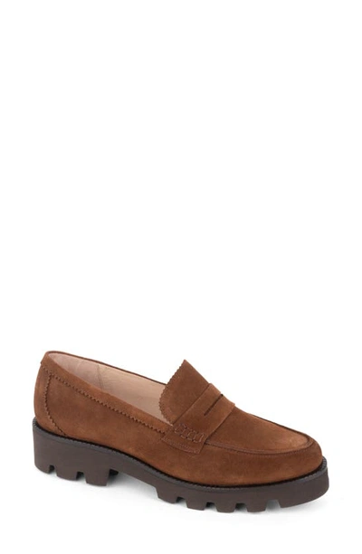 Patricia Green Vince Lug Sole Penny Loafer In Chocolate