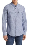 Schott Fine Pattern Button-up Shirt In Ticking Cloth