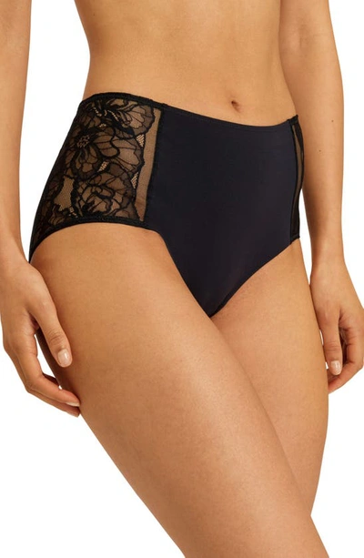 Hanro Selma Lace Trim High Waist Briefs In Black