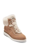 Cole Haan Zerogrand Explore Upstate Waterproof Genuine Shearling Hiking Boot In Blush Tan-shearling