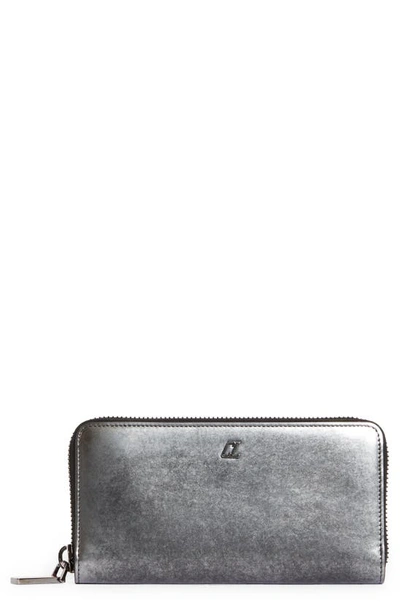 Christian Louboutin Medium Panettone Cl Monogram Brushed Leather Wallet In Silverlack/ Gun Metal