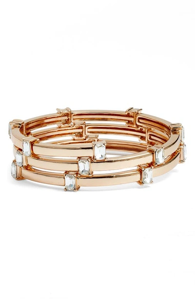 Nordstrom Square Stone Coil Cuff Bracelet In Clear- Gold