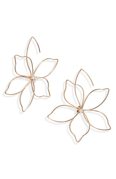 Nordstrom Flower Threader Earrings In Clear- Gold