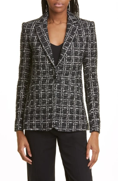 Alice And Olivia Macey Plaid Blazer In Black Cream