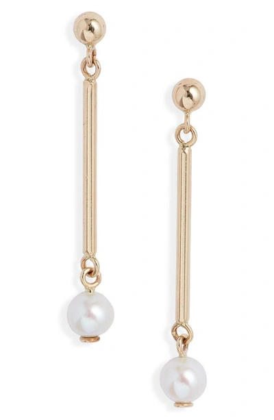 Poppy Finch Cultured Pearl Linear Drop Earrings In 14k Yellow Gold