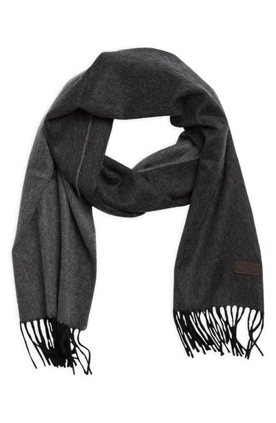 Hickey Freeman Cashmere Double Face Solid Scarf In Black/ Grey