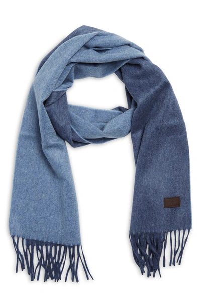 Hickey Freeman Cashmere Double Face Solid Scarf In Navy/ Denim