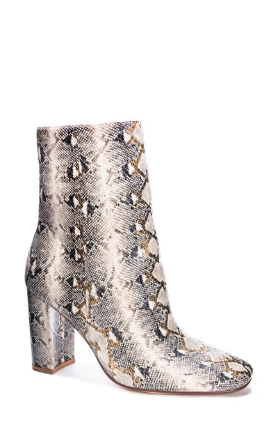 Chinese Laundry Kind Square Toe Bootie In Beige Faux Leather