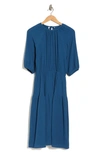 Renee C Pleated Tiered Cotton Dress In Teal