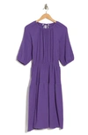Renee C Pleated Tiered Cotton Dress In Purple