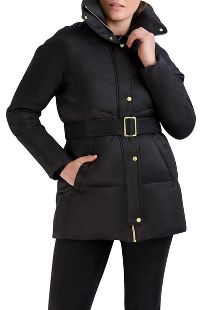Cole Haan Signature Oyster Belted Water Resistant Jacket In Black
