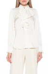 Alexia Admor Ruffle Point Collar Blouse In Ivory