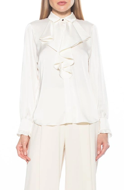 Alexia Admor Ruffle Point Collar Blouse In Ivory