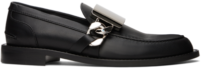 Jw Anderson Metallic Plate Leather Loafers Men In Black