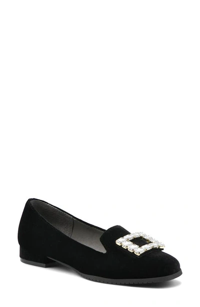 Adrienne Vittadini Vickee Embellished Velvet Loafer In Black