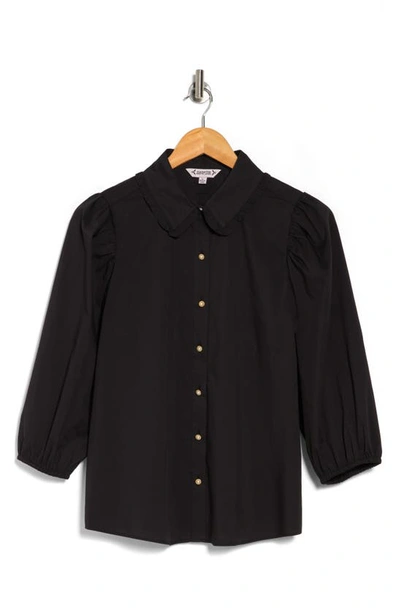 Nanette Lepore Imitation Pearl Adorned Button-up Shirt In Very Black